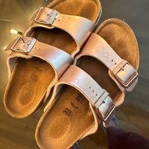 Birkenstocks rose gold size 2